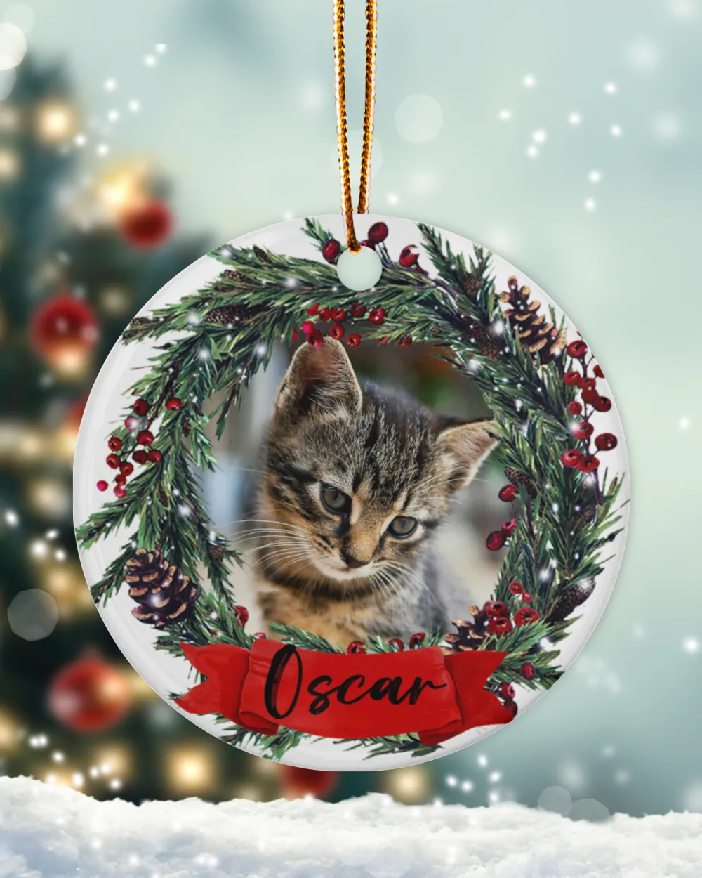 Wreath Christmas Custom Name Ornament