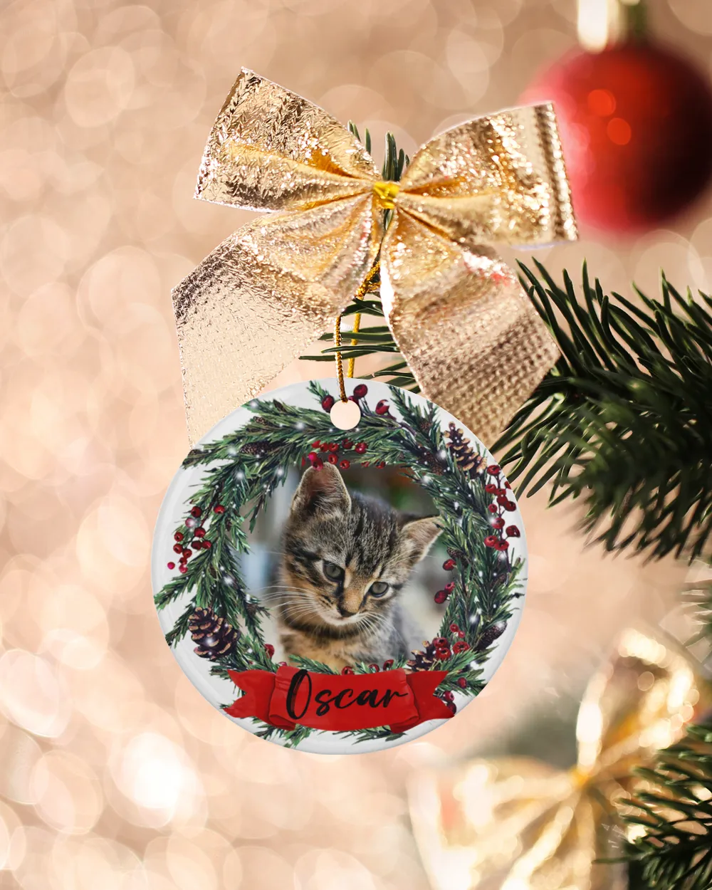 Wreath Christmas Custom Name Ornament