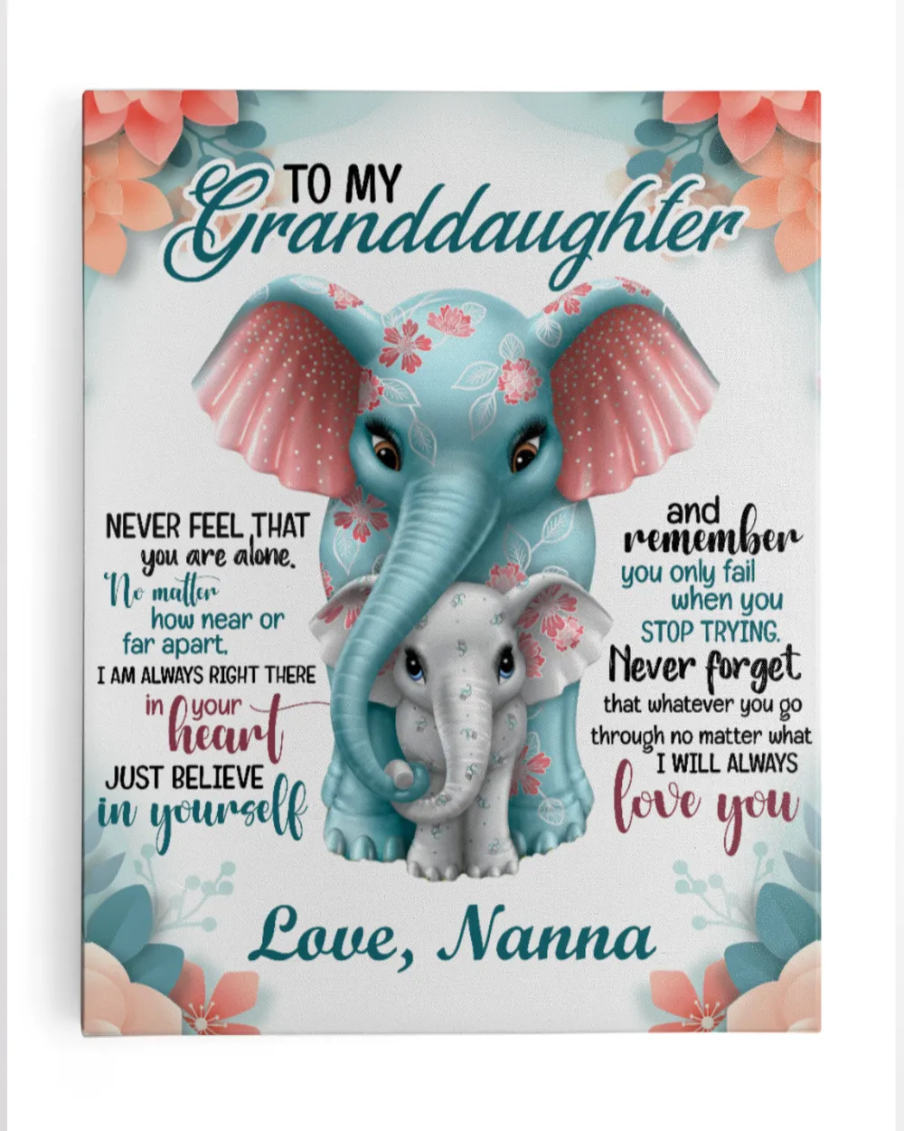 To My Granddaughter Elephant Flower, Granddaughter Gift from Grandma