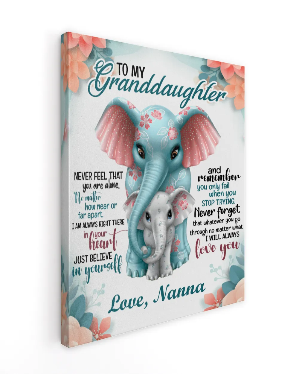 To My Granddaughter Elephant Flower, Granddaughter Gift from Grandma