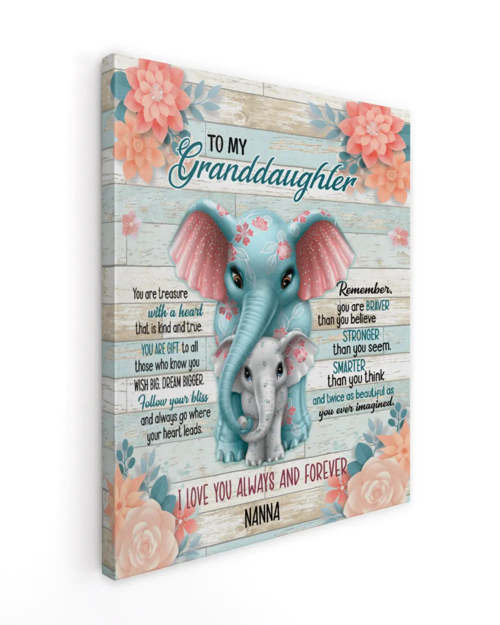 To My Granddaughter Elephant Flower, Granddaughter Gift from Grandma