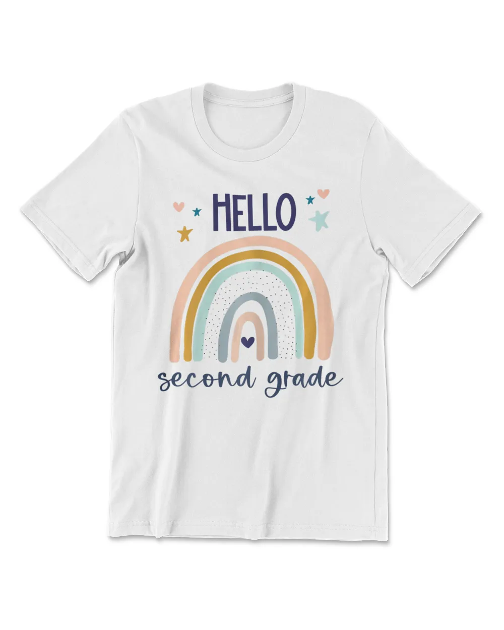 Hello Second Grade Retro Rainbow Cute for Teacher Girls T-Shirt