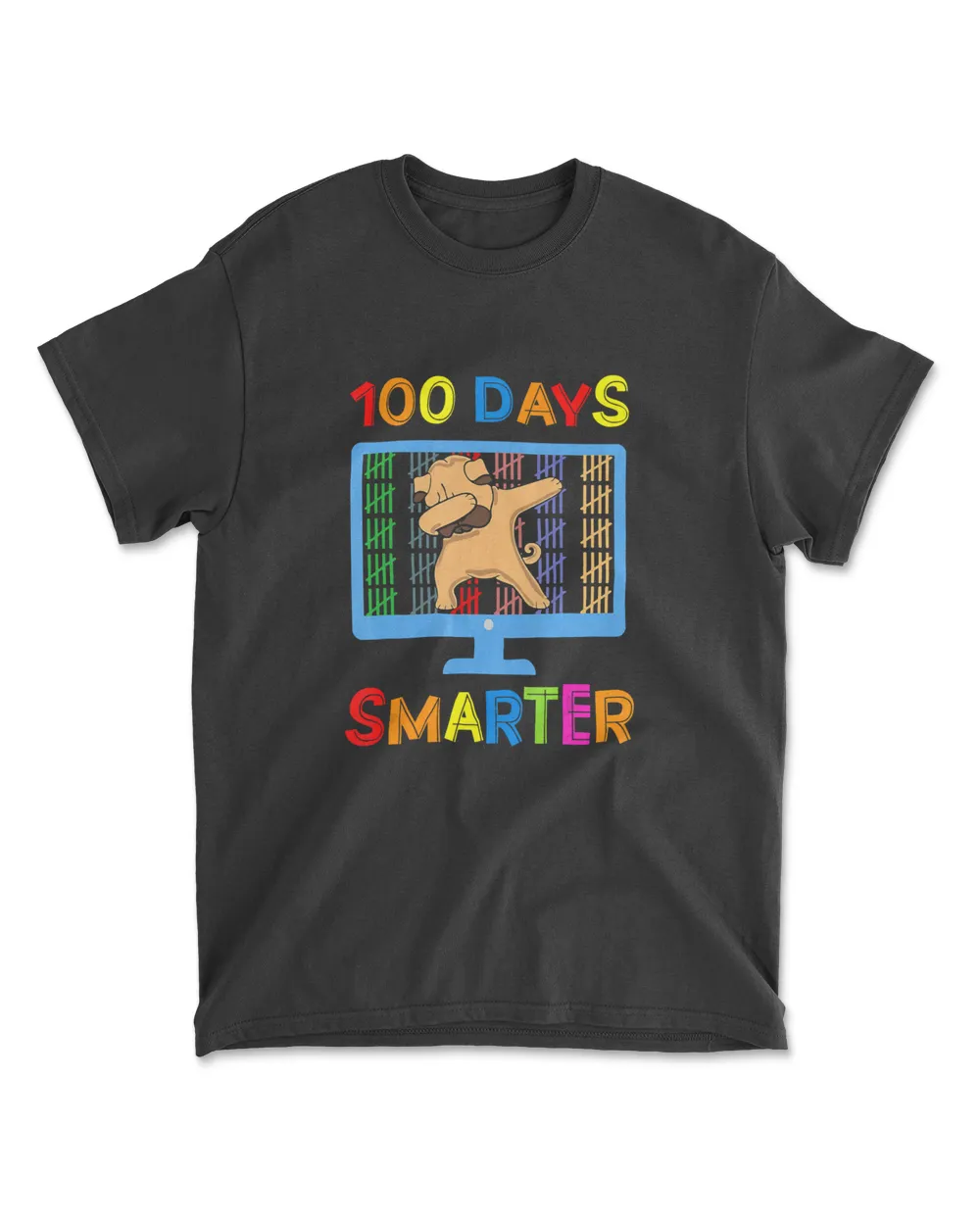 100 Days Smarter Dabbing Pug Dog Funny Virtua