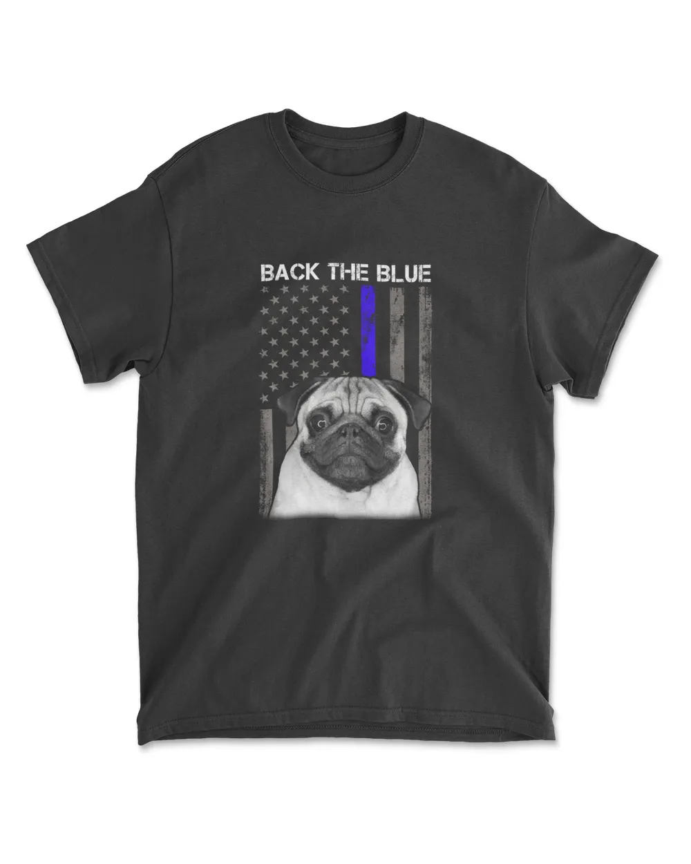 Back The Blue Thin Blue Line US Flag Pug Do