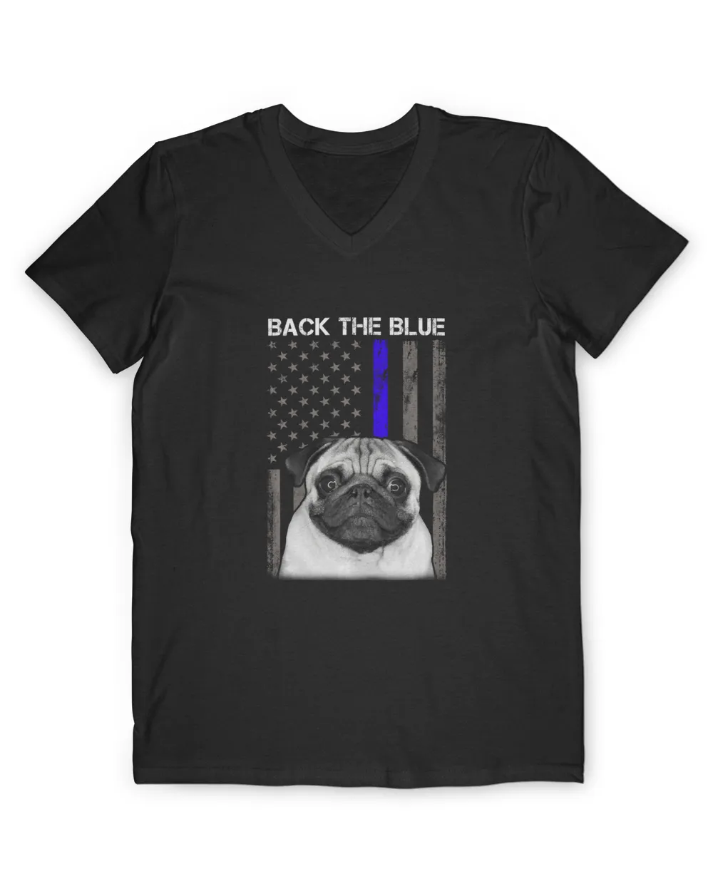 Back The Blue Thin Blue Line US Flag Pug Do