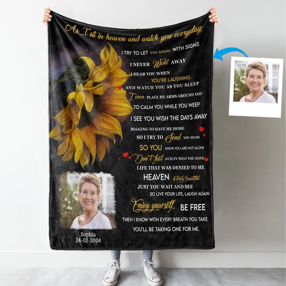 Personalized As I Sit In Heaven Everyday Mom Memorial Blanket With Pictures Sherpa Fleece Blanket FBL61 Cozy Plush Fleece Blanket white 30x40in