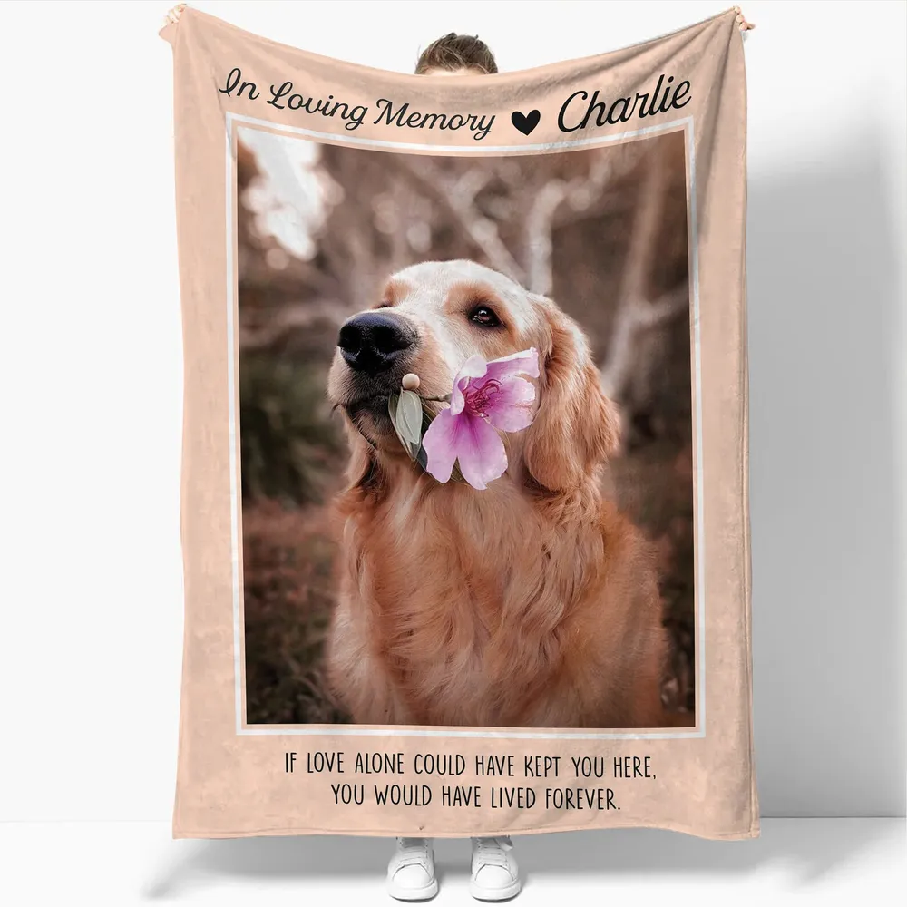 Personalized In Loving Memory Dog Pet Memorial Blanket FBL102 Cozy Plush Fleece Blanket white 30x40in
