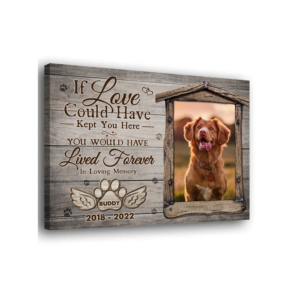 Personalized Custom If Love Could Have Dog Pet Memorial Canvas Art Poster DC89 Ready To Hang Landscape Canvas white 14x11in