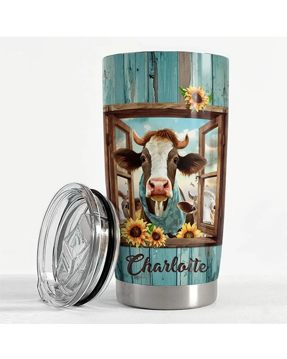 Cow Tumbler 20oz Stainless Steel Full Printed Stainless Steel Tumbler (20oz) white 20oz