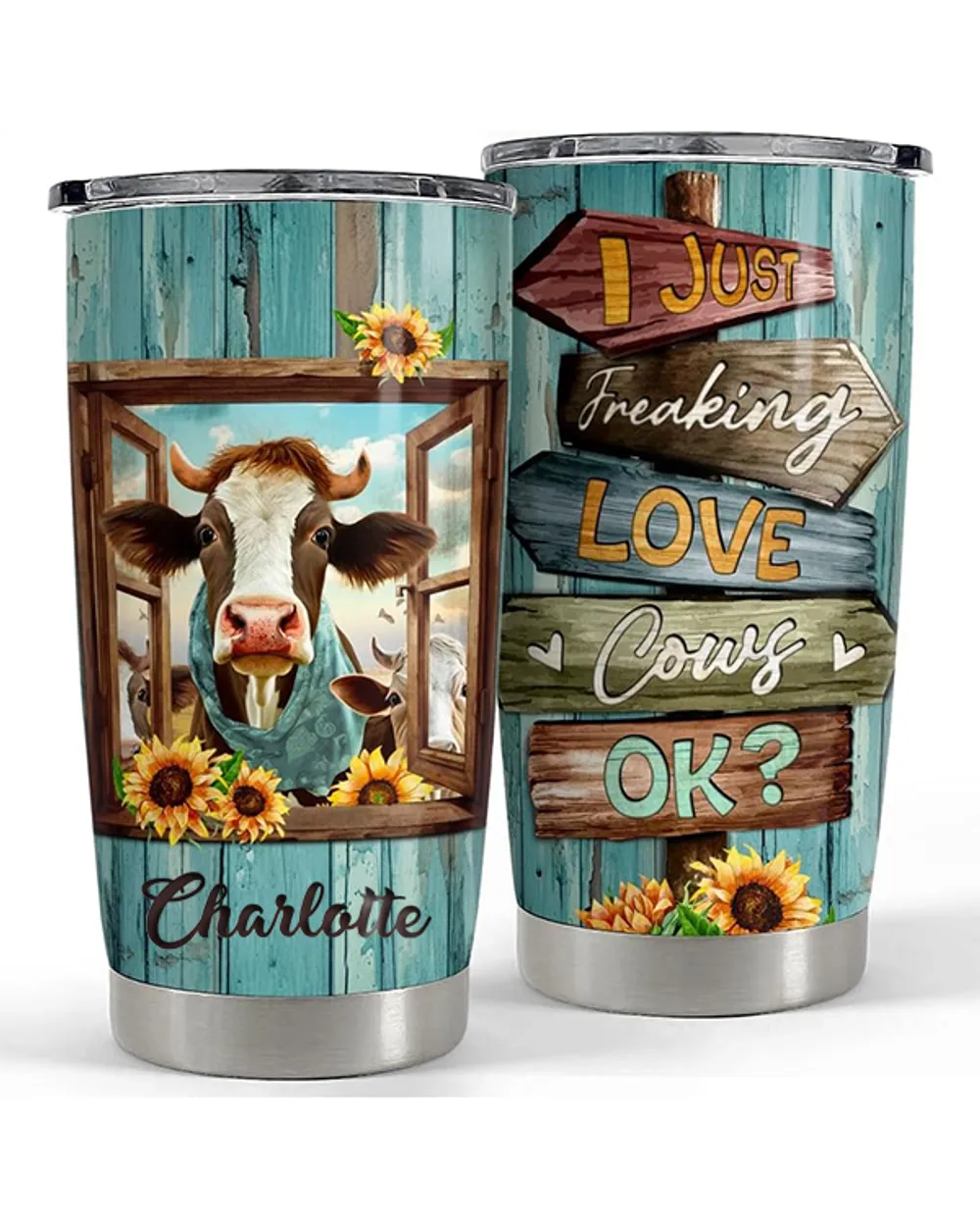 Cow Tumbler 20oz Stainless Steel Full Printed Stainless Steel Tumbler (20oz) white 20oz
