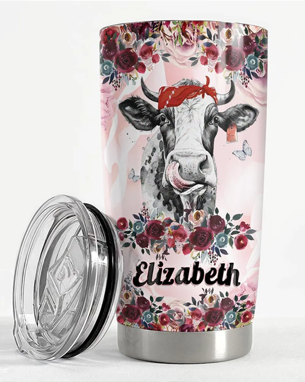 Personalized Cow Tumbler Just A Girl Who Loves Cows Full Printed Stainless Steel Tumbler (20oz) white 20oz