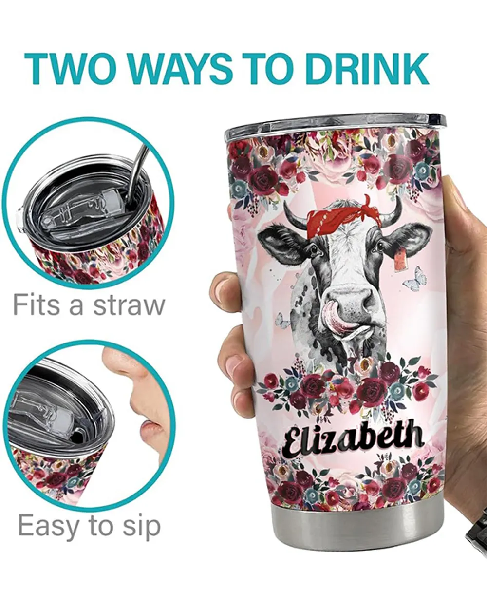 Personalized Cow Tumbler Just A Girl Who Loves Cows Full Printed Stainless Steel Tumbler (20oz) white 20oz