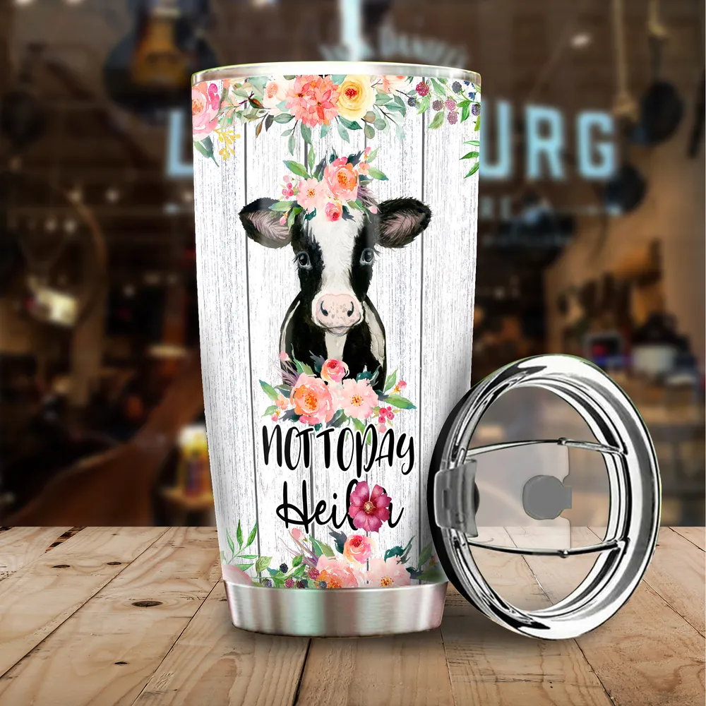Not My Pasture Not My Bullshit Cow Flower Full Printed Stainless Steel Tumbler (20oz) white 20oz