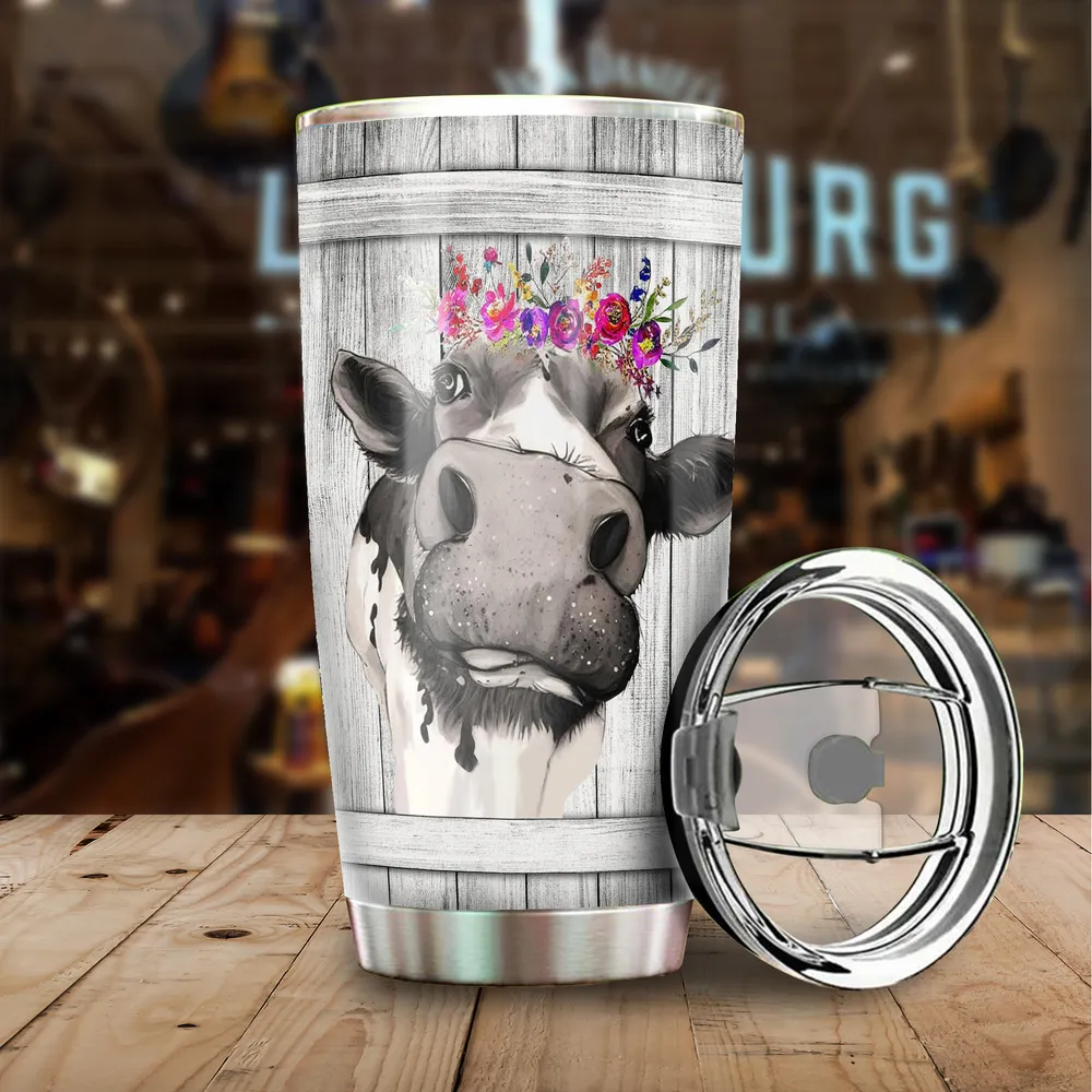 Just a Girl Who Loves Cows Full Printed Stainless Steel Tumbler (20oz) white 20oz