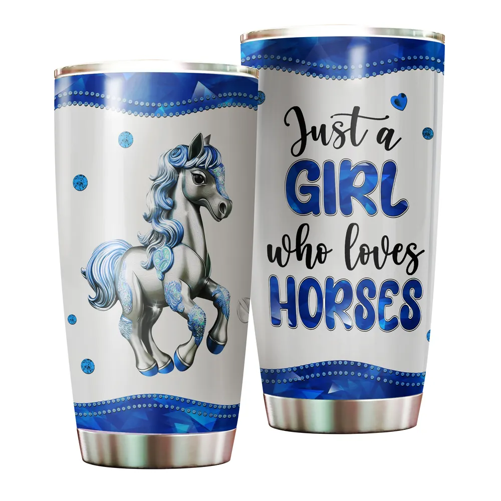 Just A Girl Who Loves Horses Tumbler Jewelry Style 20oz Full Printed Stainless Steel Tumbler (20oz) white 20oz