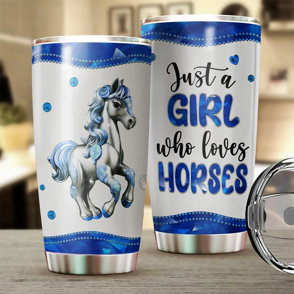 Just A Girl Who Loves Horses Tumbler Jewelry Style 20oz Full Printed Stainless Steel Tumbler (20oz) white 20oz