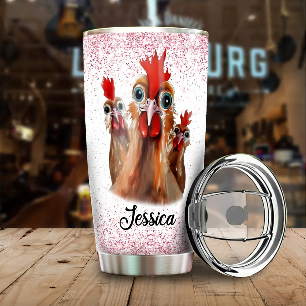 Custom Name I Might Look Like I'm Listening To You Chicken Full Printed Stainless Steel Tumbler (20oz) white 20oz