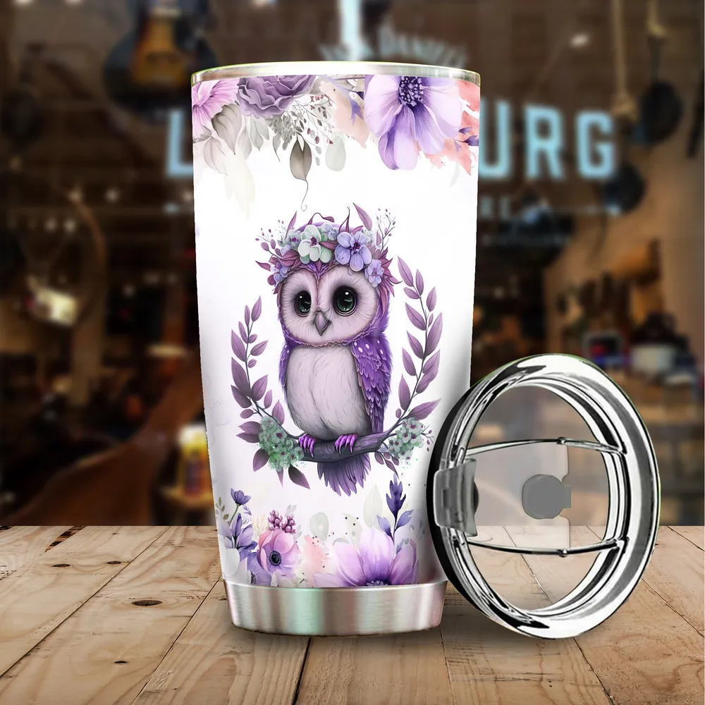 I Just Freaking Love Owls OK Full Printed Stainless Steel Tumbler (20oz) white 20oz