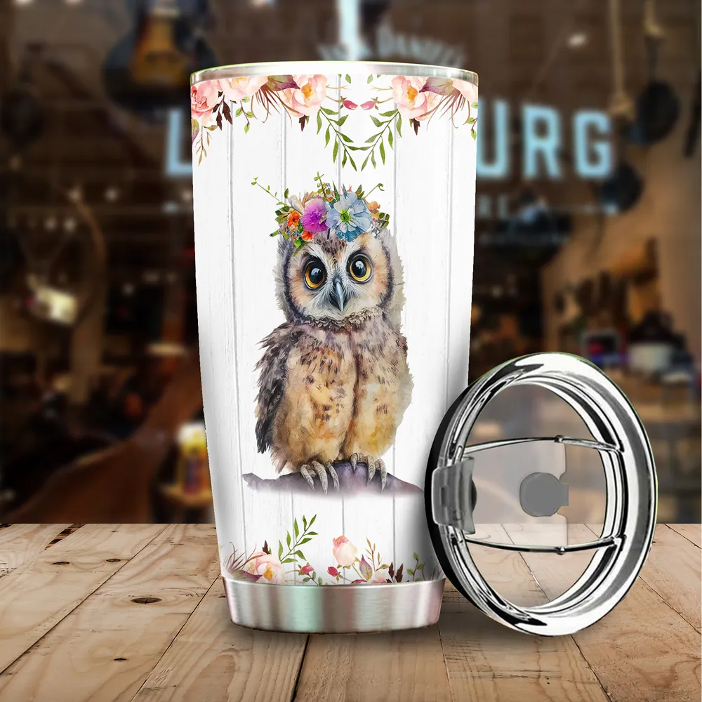 Just A Girl Who Loves Owls Full Printed Stainless Steel Tumbler (20oz) white 20oz