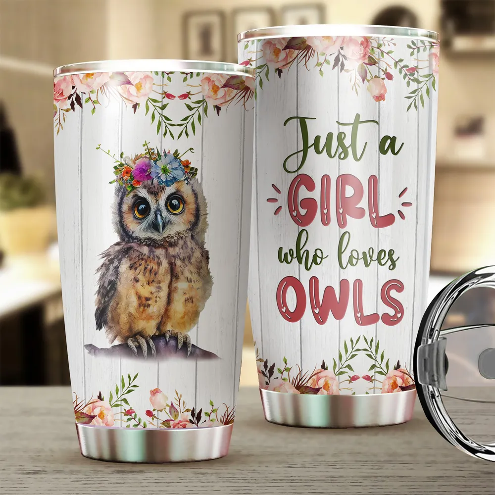 Just A Girl Who Loves Owls Full Printed Stainless Steel Tumbler (20oz) white 20oz