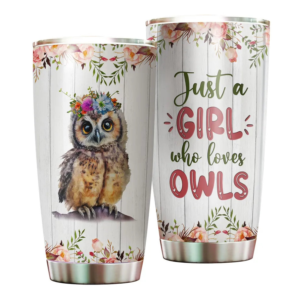 Just A Girl Who Loves Owls Full Printed Stainless Steel Tumbler (20oz) white 20oz