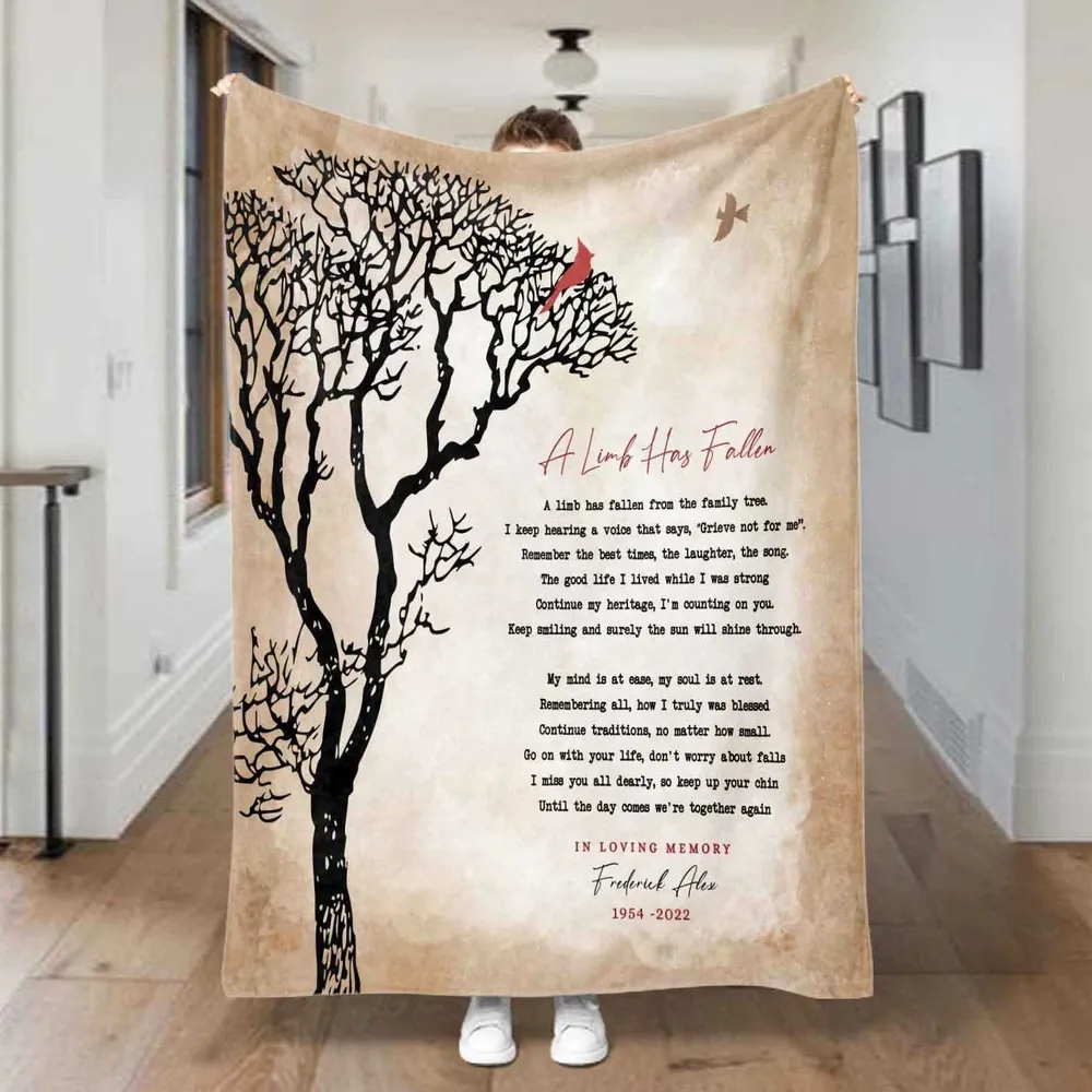 Personalized Name A Limb Has Fallen Memory Memorial Sherpa Fleece Blanket FBL113 Cozy Plush Fleece Blanket white 30x40in