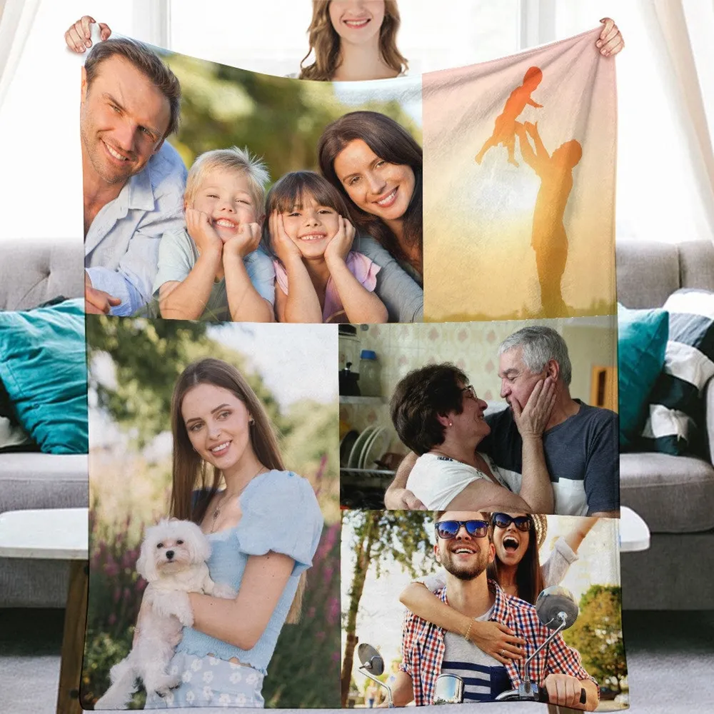Personalized Photo Collage Blanket Sherpa Fleece Blanket T581 Cozy Plush Fleece Blanket white 30x40in