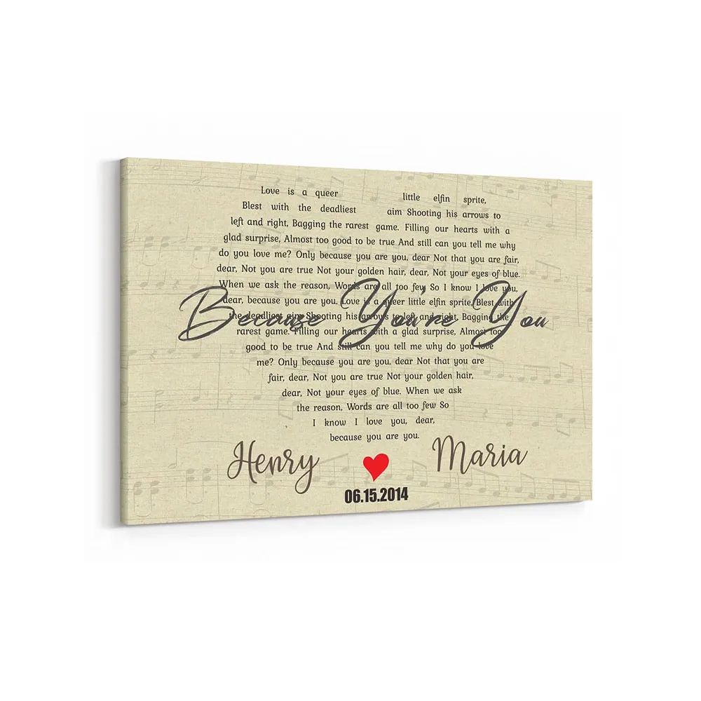 Personalized Custom Song Lyrics On Canvas CS34 Ready To Hang Landscape Canvas white 14x11in