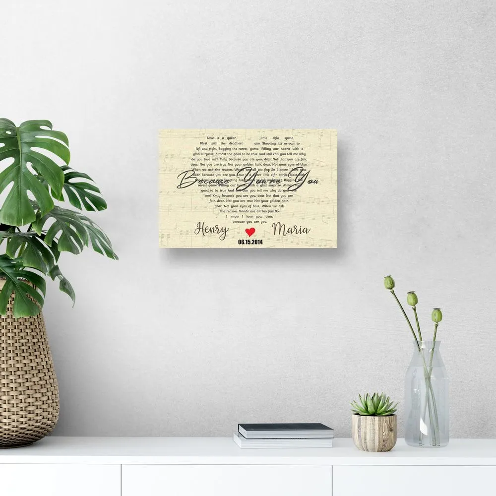 Personalized Custom Song Lyrics On Canvas CS34 Ready To Hang Landscape Canvas white 14x11in