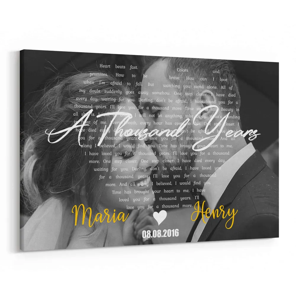 Personalized Custom Song Lyrics On Picture Photo Canvas CS41 Ready To Hang Landscape Canvas white 14x11in