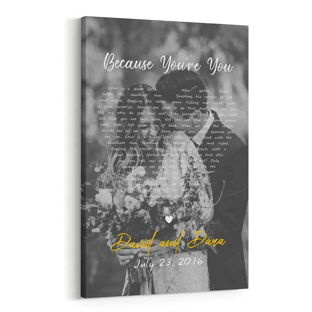 Personalized Custom Song Lyrics On Picture Photo Canvas CS37 Ready To Hang Portrait Canvas white 11x14in