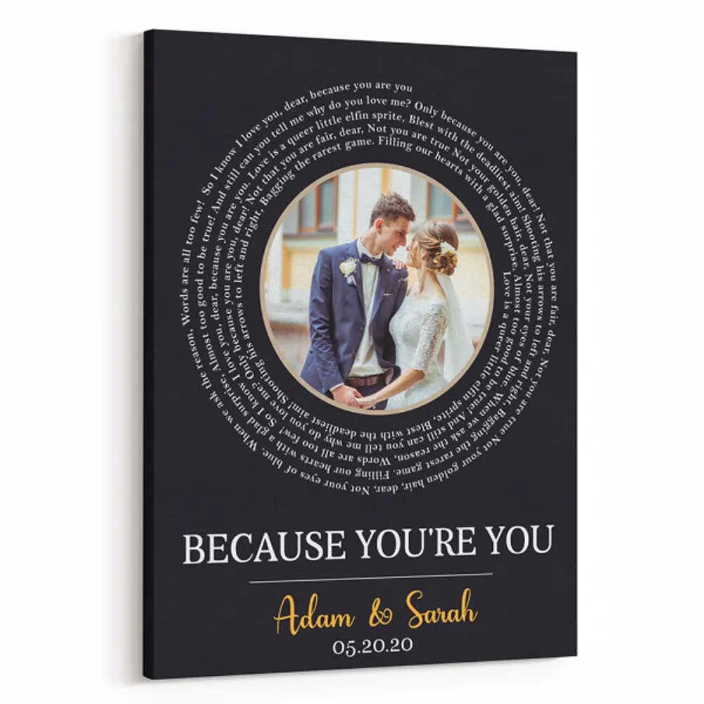 Personalized Custom Song Lyrics On Picture Photo Canvas CS39 Ready To Hang Portrait Canvas white 11x14in