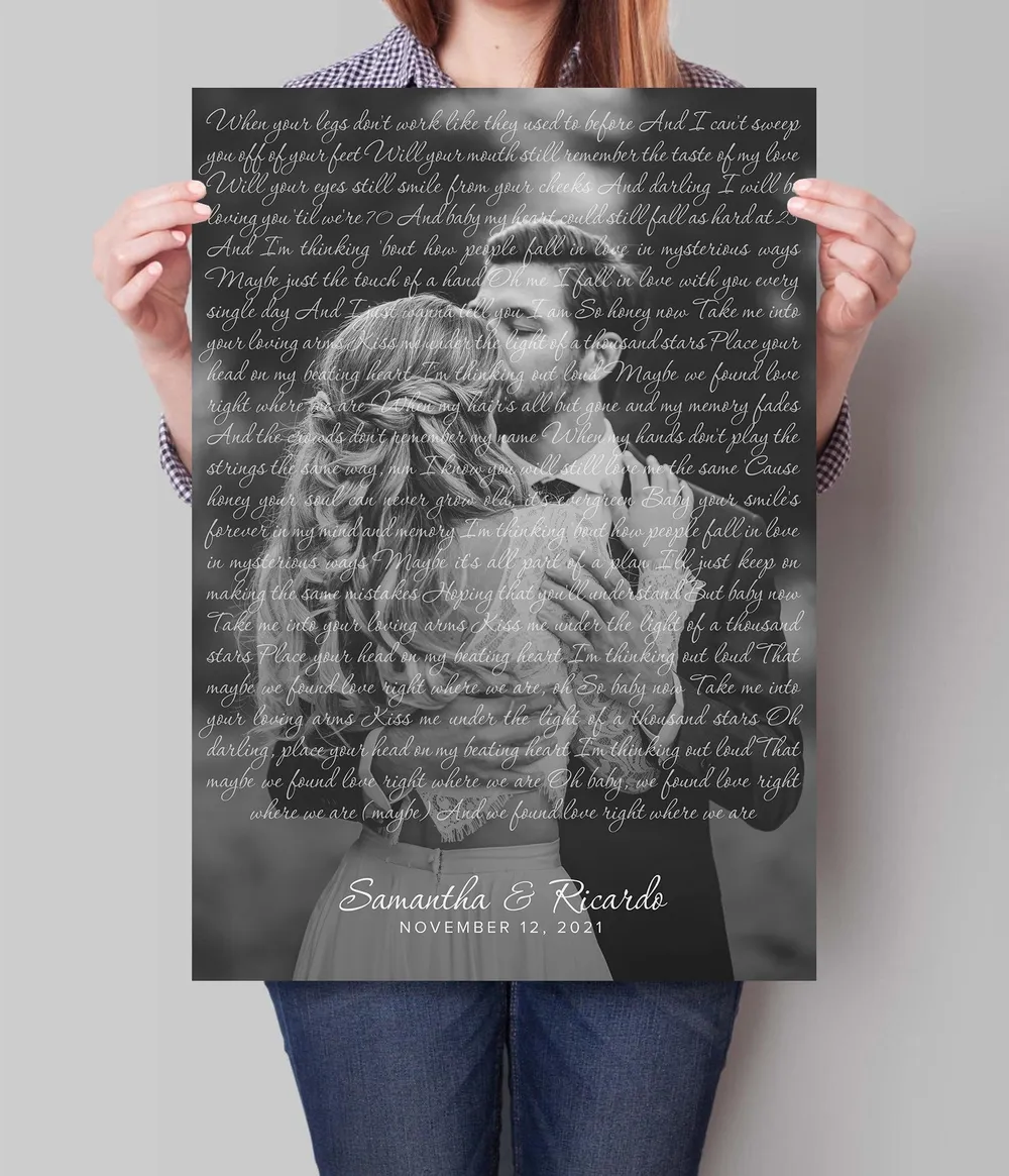 Personalized Custom Song Lyrics On Picture Photo Canvas CS42 Ready To Hang Portrait Canvas white 11x14in