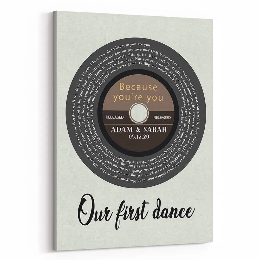 Personalized Custom Spiral Record Song Lyrics Prints Canvas CS54 Ready To Hang Portrait Canvas white 11x14in