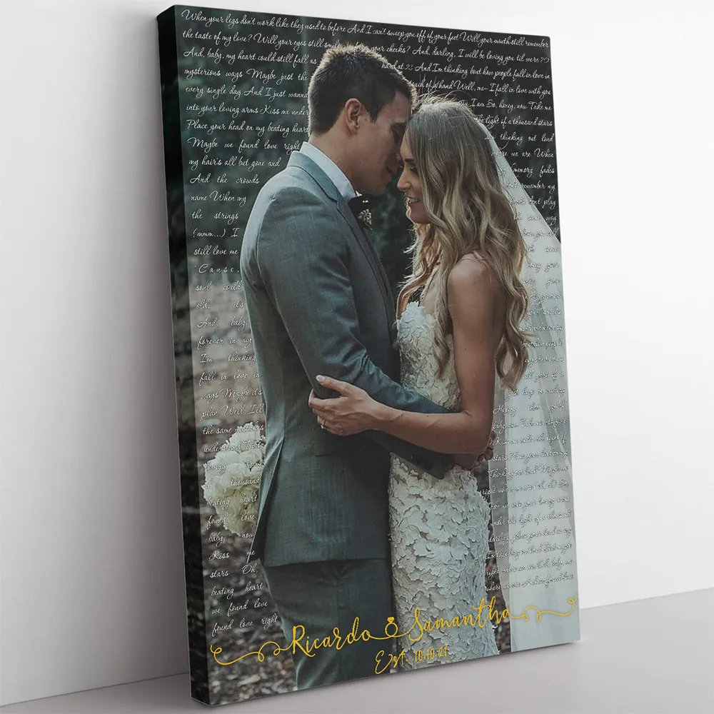 Personalized Custom Song Lyrics On Picture Photo Canvas CS46 Ready To Hang Portrait Canvas white 11x14in