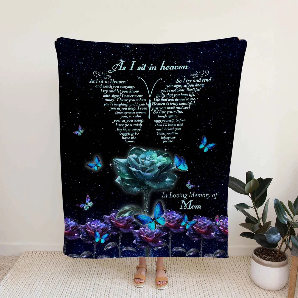 Personalized Name In Loving Memory Memorial Sherpa Fleece Blanket FBL122 Cozy Plush Fleece Blanket white 30x40in