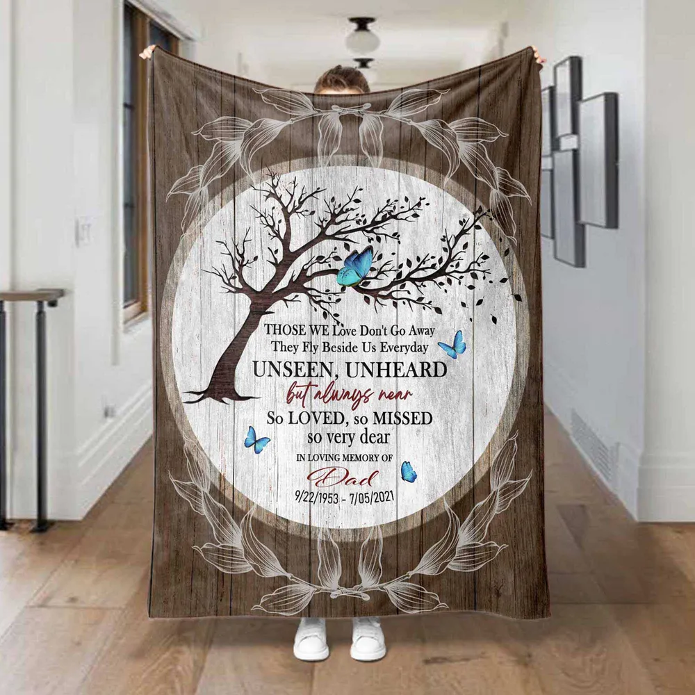 Personalized Name In Loving Memory Memorial Sherpa Fleece Blanket FBL121 Cozy Plush Fleece Blanket white 30x40in