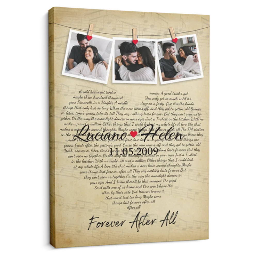 Personalized Custom Song Lyrics On Picture Photo Canvas CS74 Ready To Hang Portrait Canvas white 11x14in