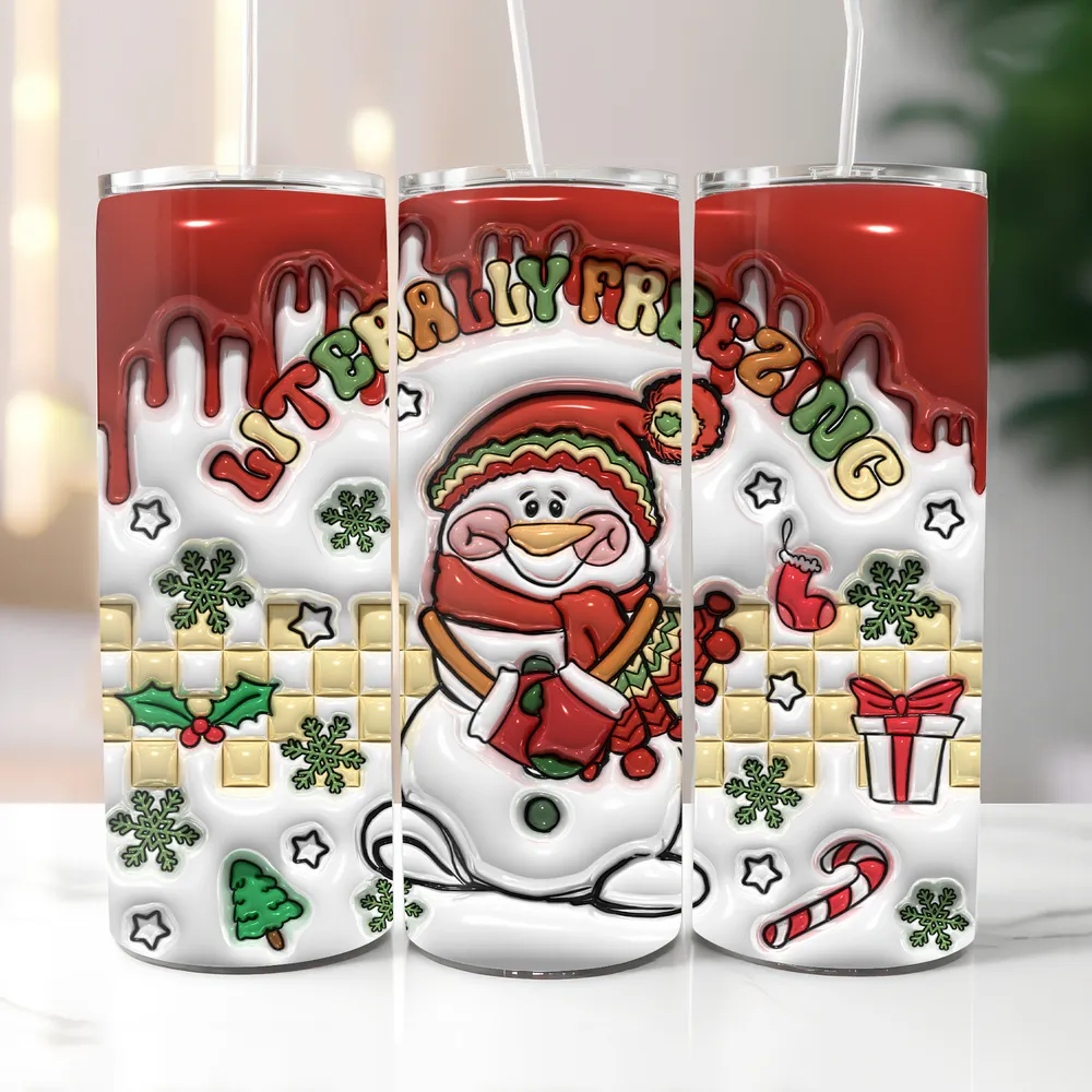 3D Inflated Literally Freezing Snowman tumbler