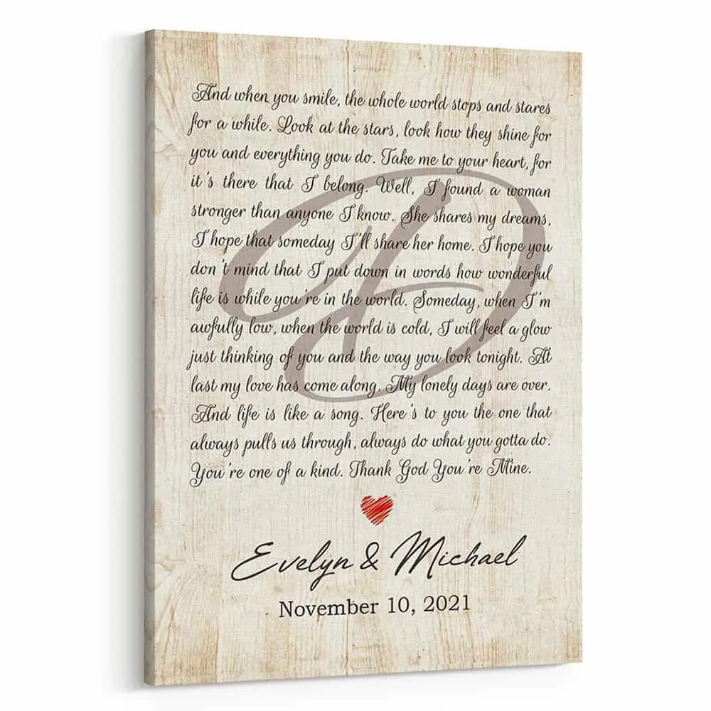 Personalized Custom Song Lyrics Canvas CS102 Ready To Hang Portrait Canvas white 11x14in