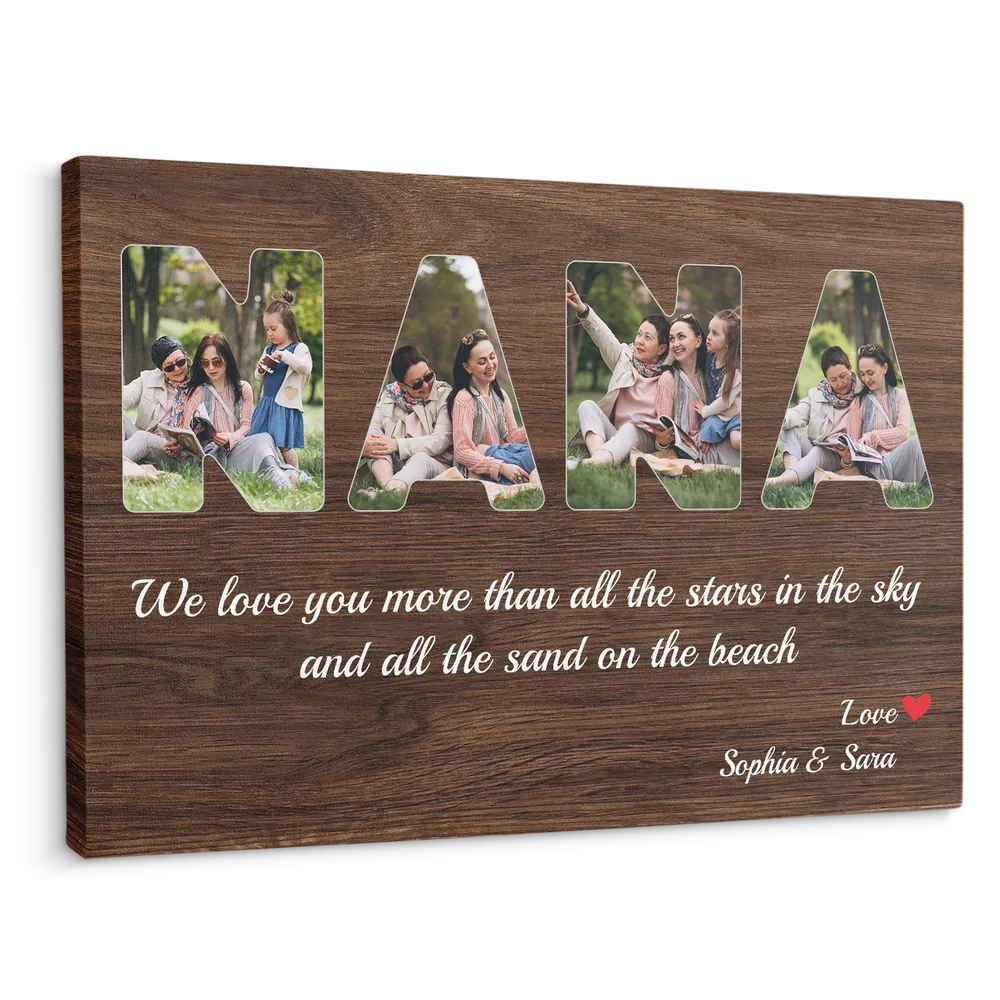 Personalized Custom Grandma Nana Photo Canvas CS118 Ready To Hang Landscape Canvas white 14x11in