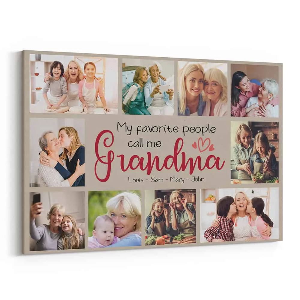 Personalized Custom Grandma Photo Collage Canvas CS130 Ready To Hang Landscape Canvas white 14x11in