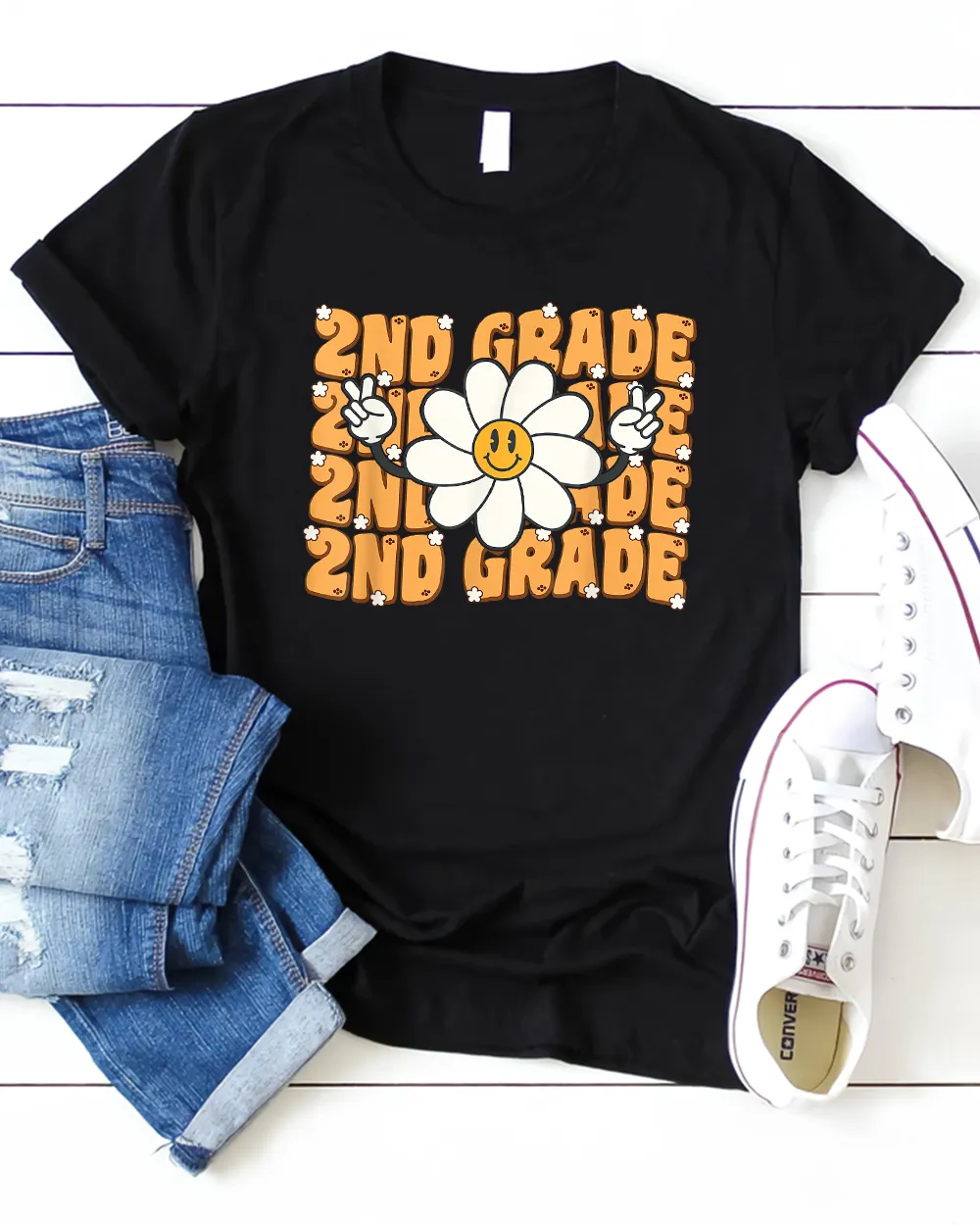 Groovy Second Grade Vibes Peace Retro 2nd grade Teachers T Shirt