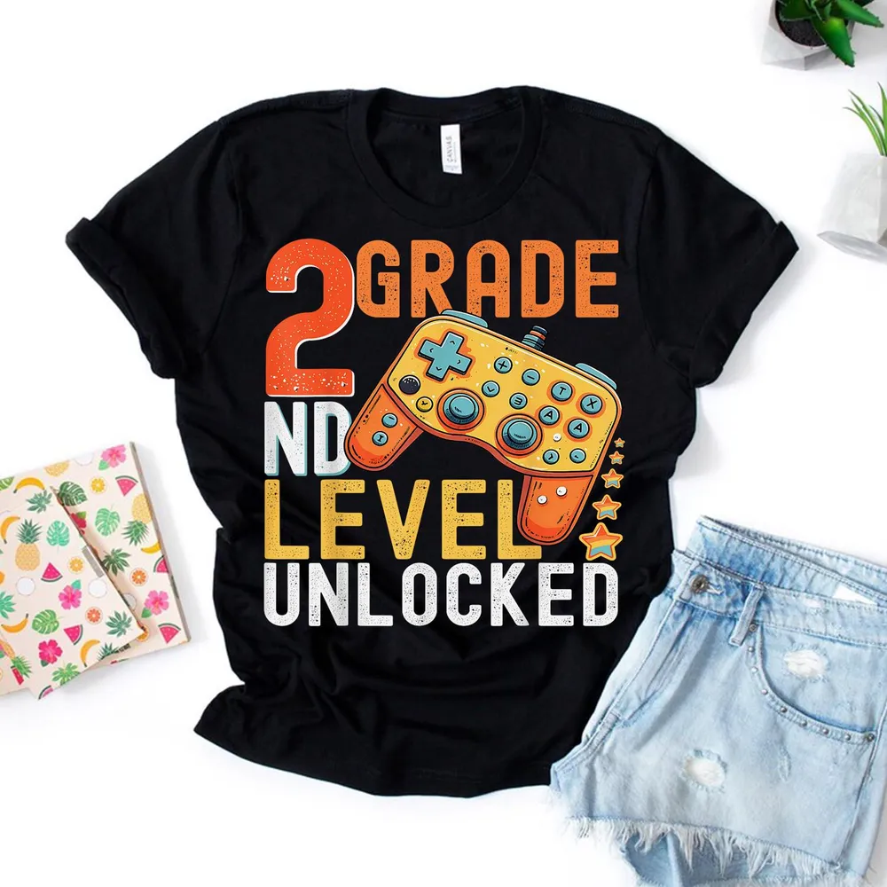 2nd Grade Level Unlocked Video Game Back To School Boys Shirt