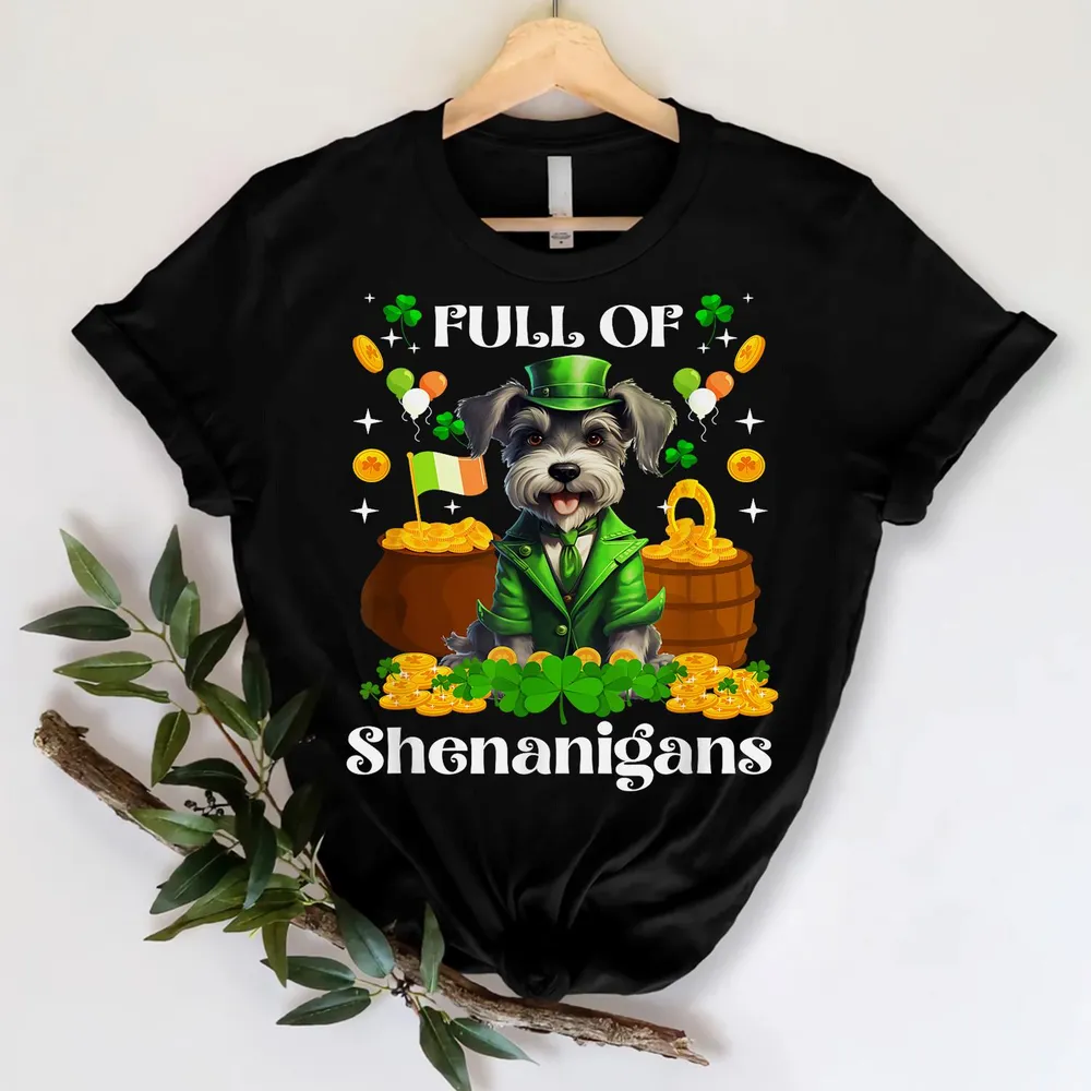 Full Of Shenanigans Schnauzer St Patrick's Day Dog Shirt