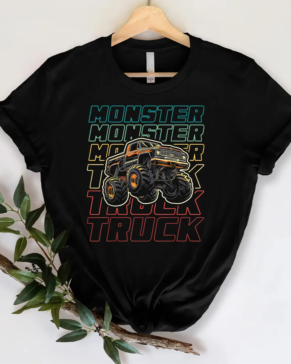 Monster Truck for Toddlers, Kids Monster Truck Vintage Retro T-Shirt