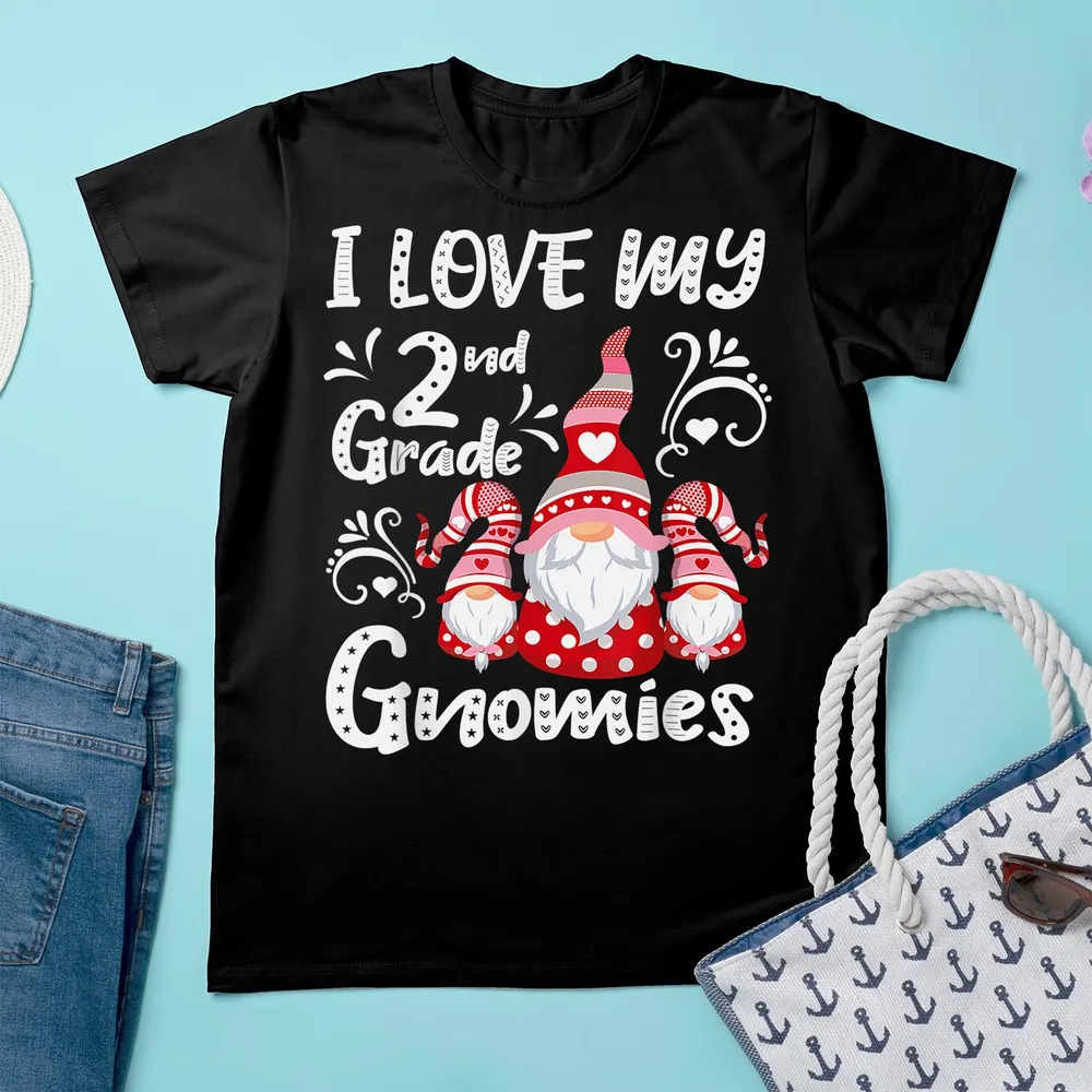 I Love My 2nd Grade Gnomies Cute Valentines Day Teacher Shirt