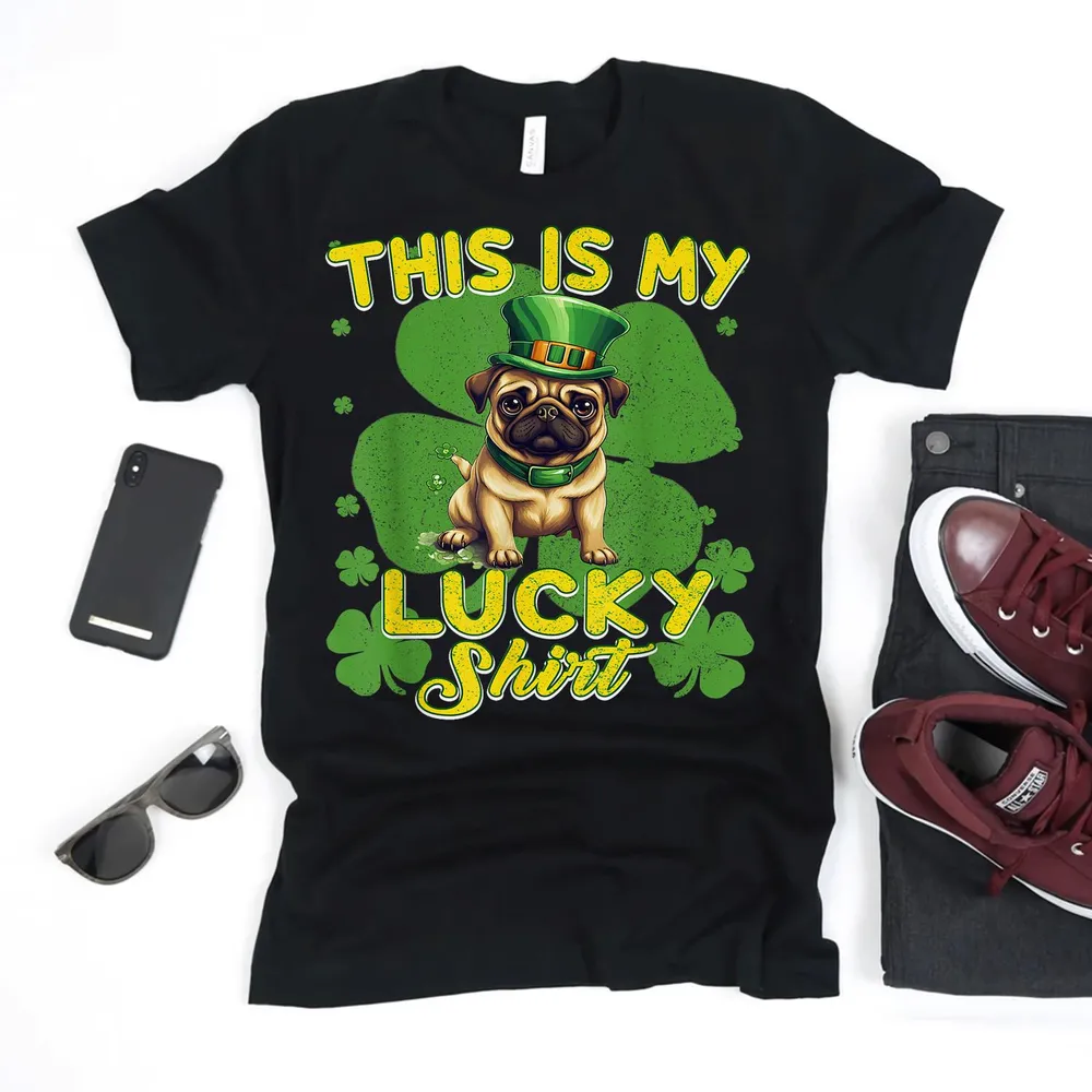 Cute Pug Dog - Saint Patricks Day Celebration Shirt