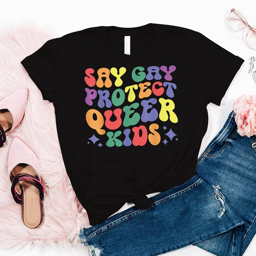 Say Gay Protect Queer Kids Colorful Outfit Design Tees Shirt