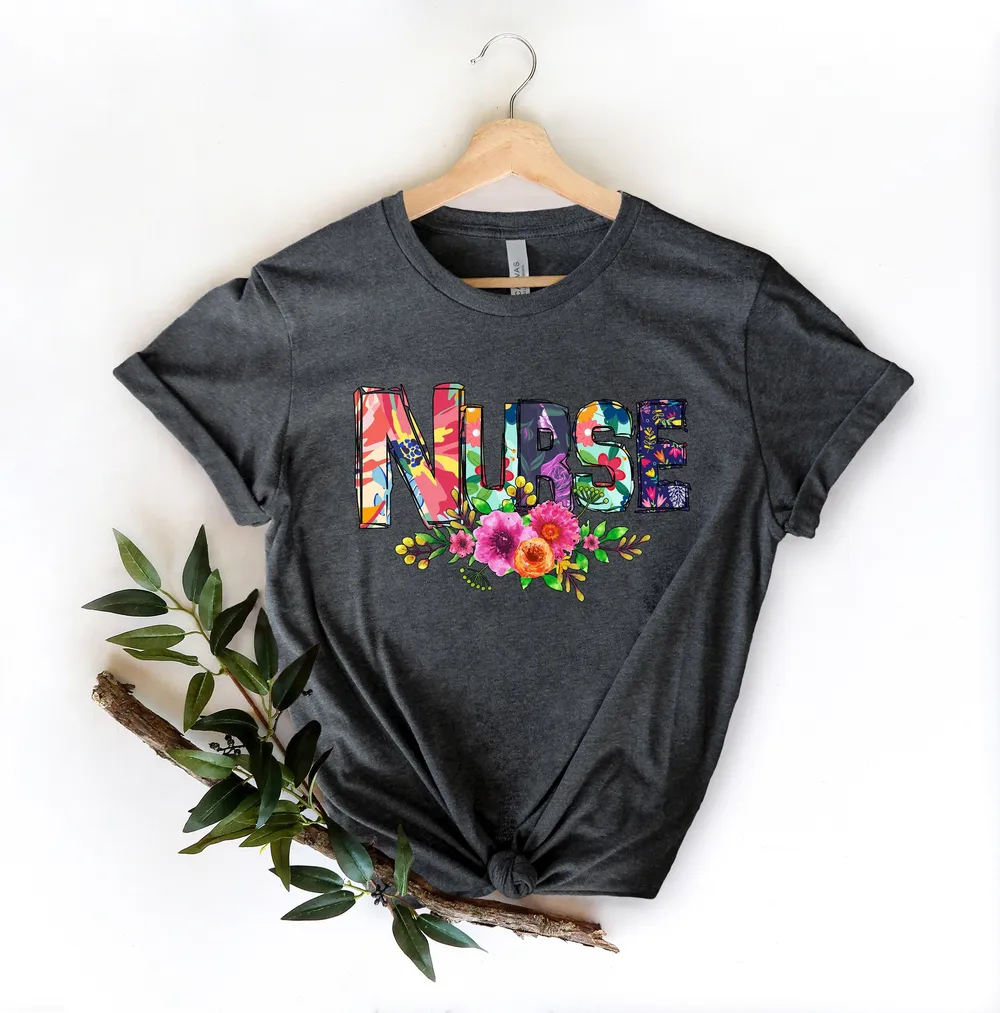 Flower Nurse Shirt, School Nurse Shirt, Nurse Shirt, School Nurse Gift, Nurse Leopard, School Nurse Tee, Nurse Appreciation, Gift For Nurse